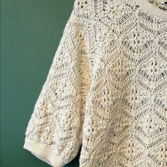 Simply Vera Vera Wang Cream Crochet Womens S Sweater Boho Festival Vibes - Picture 5 of 7